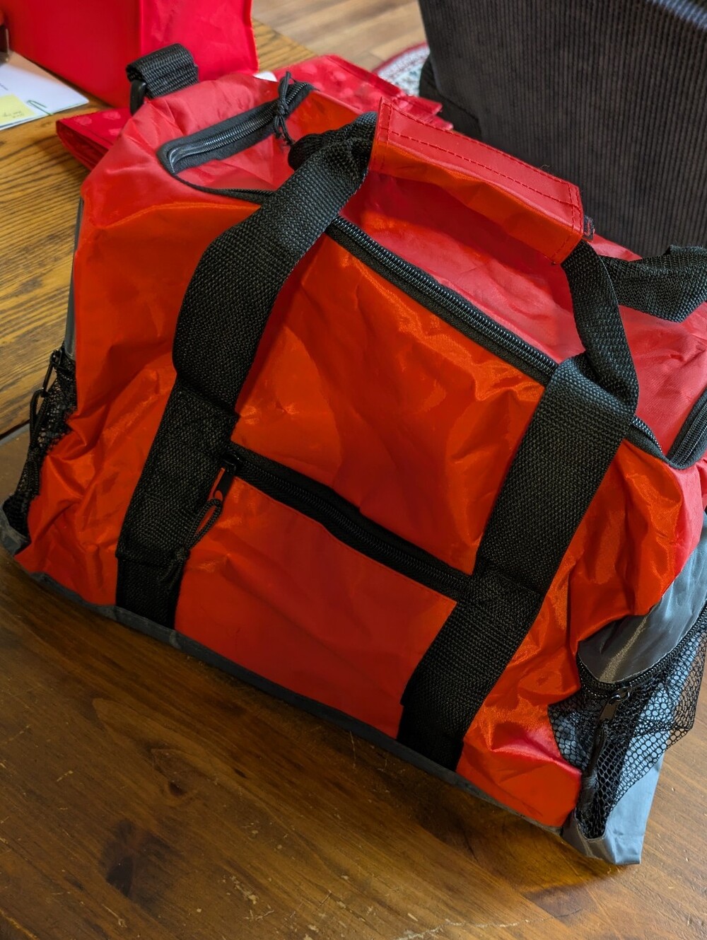 Red Utility Travel Tote Bag, Lightweight, Foldable, Fits Under Airline Seat